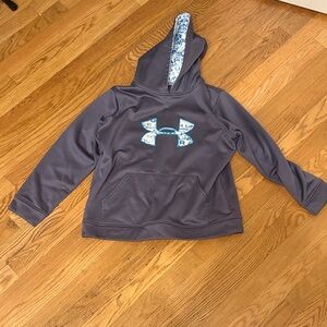 Under Armour Kids Charcoal Hoodie with Blue Logo